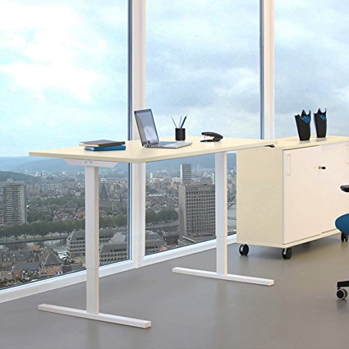 PROFI elektrisch höhenverstellbar Schreibtisch EASY 180x80cm Motortisch LINAK, Gestellfarbe:Weiß