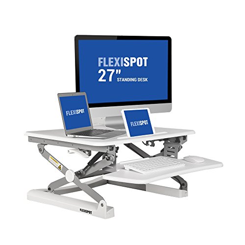 FlexiSpot M1W 27"(69cm Breit) Sitz-Steh-Schreibtisch Steharbeitsplatz Computertisch Weiß Neu