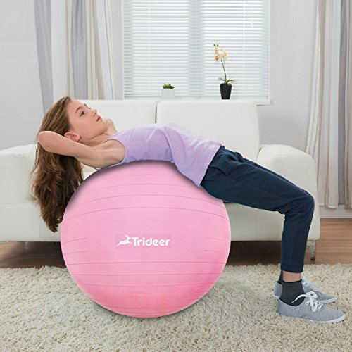 Trideer Robuster Gymnastikball Sitzball Pezziball (Rosa, 65cm ( Geeignet für 162-179cm )) - 7