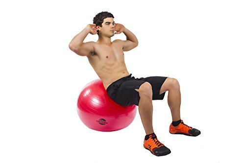 Gymnastikball Fitnessball 65cm mit Pumpe - der Beste für Bauchmuskeln - Stabilität & Tonus - für Cross Fitness - Yoga & Pilates - Bonus Ebook mit 20 Core Crushing Übungen & Workouts - 5