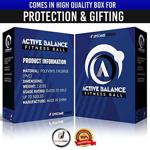 Active Balance Swiss Ball – Robuster Gymnastikball mit gedruckten Übungen & Trainings-eBuch - Der beste Trainingsball für Yoga, Stabilitätsübungen & Pilates. Auch als Sitzball verwendbar - 8