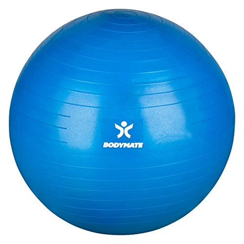 BODYMATE Gymnastikball / Fitnessball - BLAU 65cm - Premium Yoga-Ball für Yoga & Pilates Core-Training inkl. Luftpumpe - Belastbar bis 300kg, Verfügbar in den Größen 55, 65, 75, 85-cm - 2