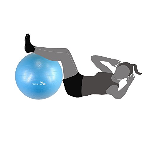 FOURSCOM® Gymnastikball mit Pumpe 75CM Berstsicher Fitnessball Yoga Ball Blau - 5