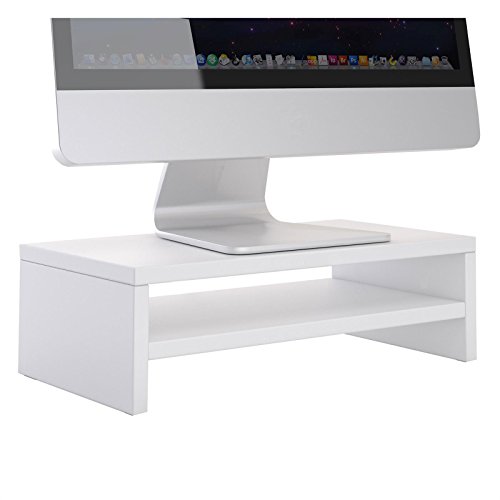 CARO-Möbel Monitorständer SUBIDA Bildschirmaufsatz Schreibtischaufsatz Bildschirmerhöhung mit Ablagefach, in weiß