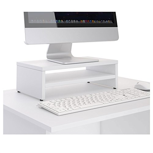 CARO-Möbel Monitorständer SUBIDA Bildschirmaufsatz Schreibtischaufsatz Bildschirmerhöhung mit Ablagefach, in weiß - 2