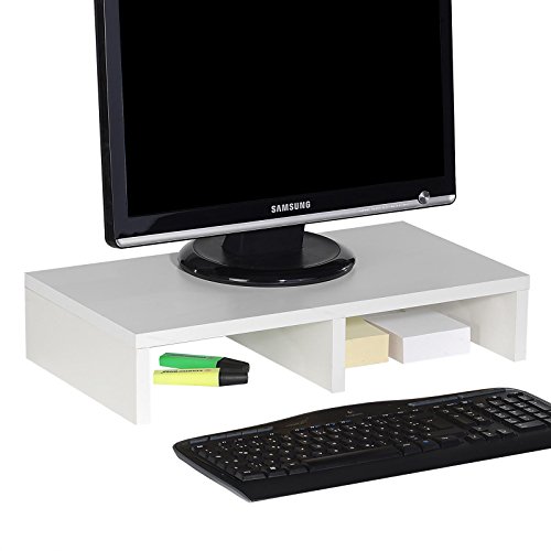 CARO-Möbel Monitorständer MONITOR Schreibtischaufsatz Bildschirmerhöhung in weiß 50 x 10 x 27 cm (B x H x T) - 2