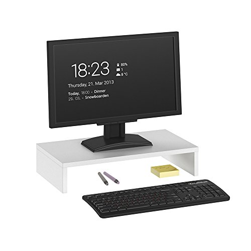VICCO Monitorständer Weiß 50 cm - Schreibtischaufsatz Bildschirmständer für Laptop (Weiß, Einzeln)