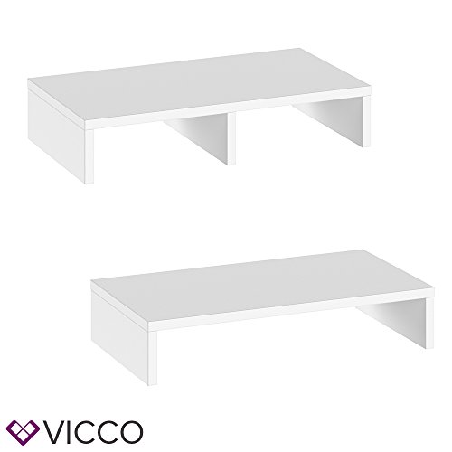 VICCO Monitorständer Weiß 50 cm - Schreibtischaufsatz Bildschirmständer für Laptop (Weiß, Einzeln) - 2