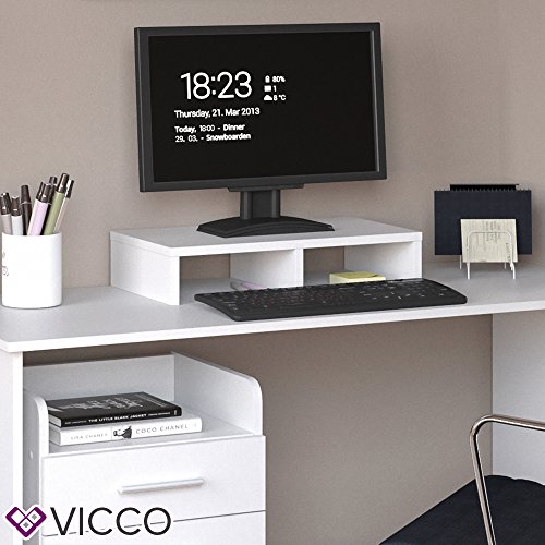 VICCO Monitorständer Weiß 50 cm - Schreibtischaufsatz Bildschirmständer für Laptop (Weiß, Einzeln) - 3