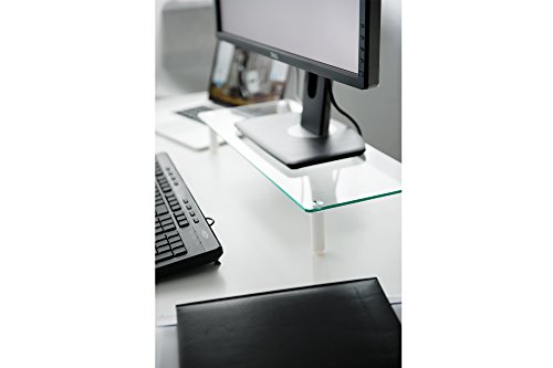 DIGITUS Universal Glas Monitorerhöhung, 13-32 Zoll, 8cm Erhöhung, 56 x 21 x 8 cm, bis 20kg, Durchsichtig/Silber - 2