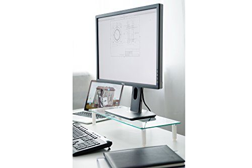 DIGITUS Universal Glas Monitorerhöhung, 13-32 Zoll, 8cm Erhöhung, 56 x 21 x 8 cm, bis 20kg, Durchsichtig/Silber - 8