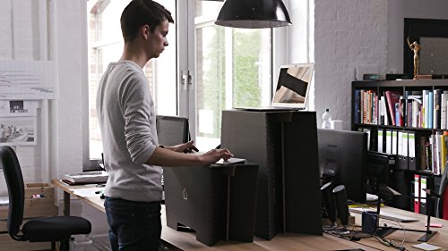 Stehschreibtisch MonKey Desk von ROOM IN A BOX - Large/Schwarz: Faltbares ergonomisches Stehpult, praktischer Ständer für Laptop, PC, Tablet und Monitor, klappbarer Standing Desk für den Schreibtisch - 4