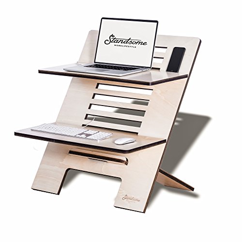 Stehschreibtisch Aufsatz aus Holz - Der höhenverstellbare STANDSOME DOUBLE Steh Sitz Schreibtisch für ein gesundes Arbeiten im Stehen