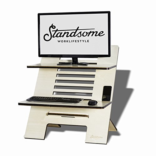 Stehschreibtisch Aufsatz aus Holz - Der höhenverstellbare STANDSOME DOUBLE Steh Sitz Schreibtisch für ein gesundes Arbeiten im Stehen - 4