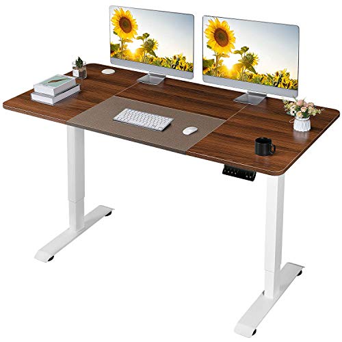 JUMMICO Höhenverstellbarer Schreibtisch Elektrischer Höhenverstellbarer Computertisch mit 140 x 70 cm Holz Tischplatte Stehschreibtisch Mit Speicher-Steuerung (Nussbaum)